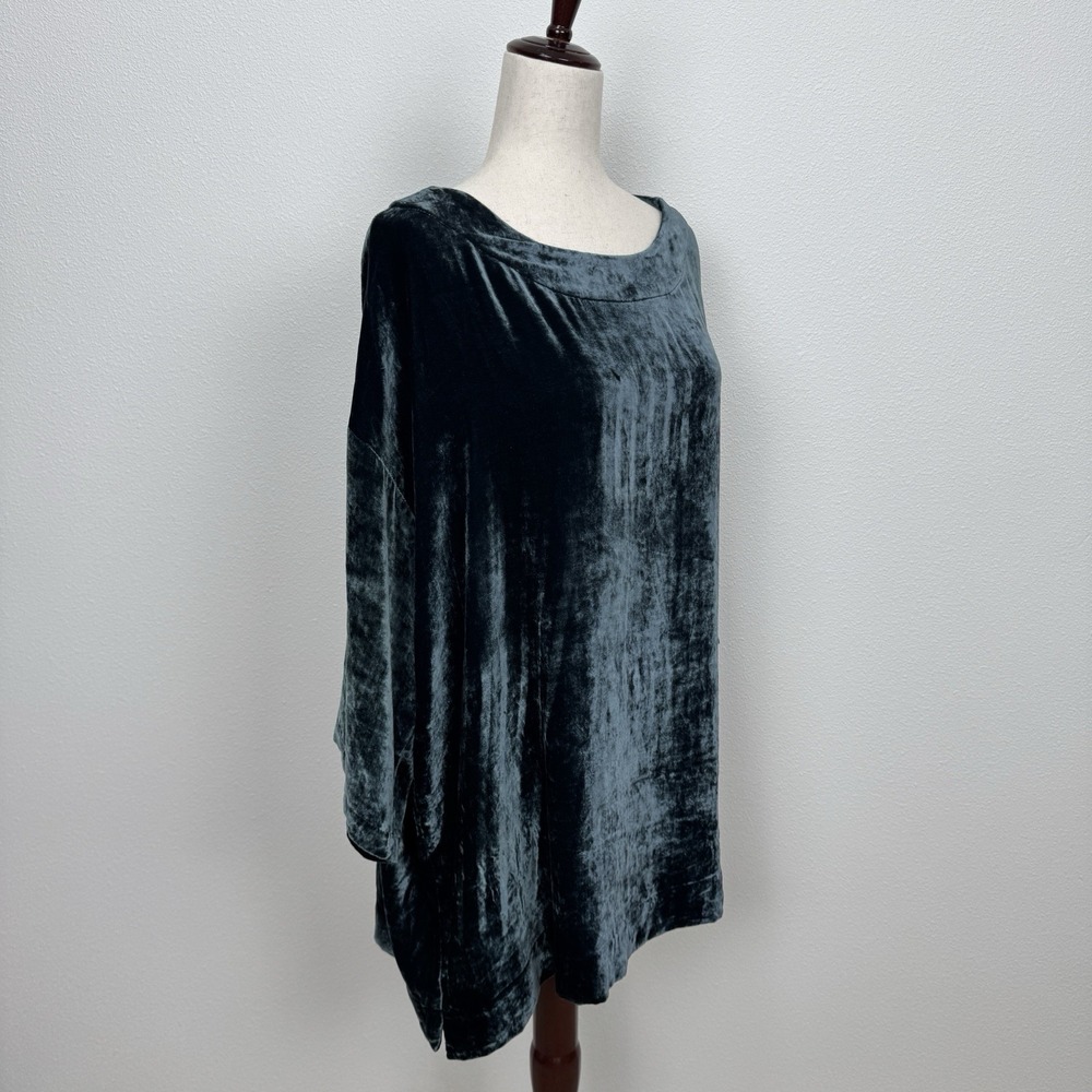 Bryn Walker Top Womens L Green Velvet Fairy Grunge Whimsigoth Lagenlook Silk - Picture 5 of 13